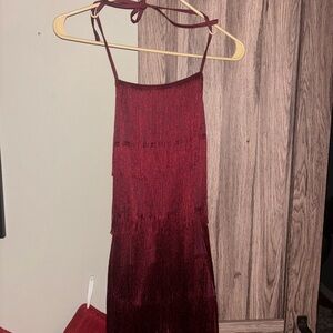 Elegant Burgundy Fringe Romper